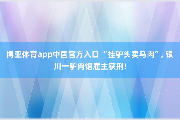 博亚体育app中国官方入口 “挂驴头卖马肉”， 银川一驴肉馆雇主获刑!