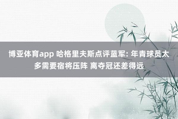 博亚体育app 哈格里夫斯点评蓝军: 年青球员太多需要宿将压阵 离夺冠还差得远