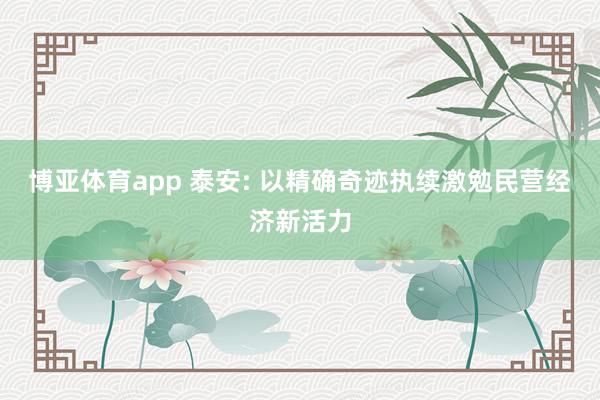 博亚体育app 泰安: 以精确奇迹执续激勉民营经济新活力