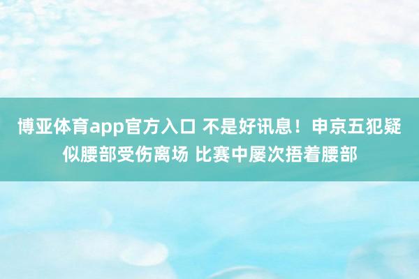 博亚体育app官方入口 不是好讯息！申京五犯疑似腰部受伤离场 比赛中屡次捂着腰部