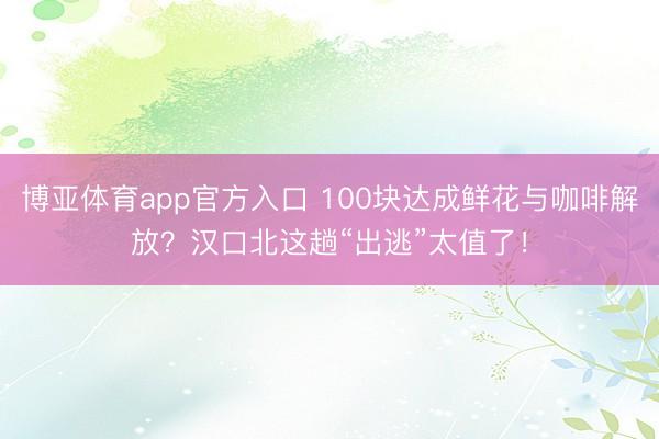 博亚体育app官方入口 100块达成鲜花与咖啡解放？汉口北这趟“出逃”太值了！
