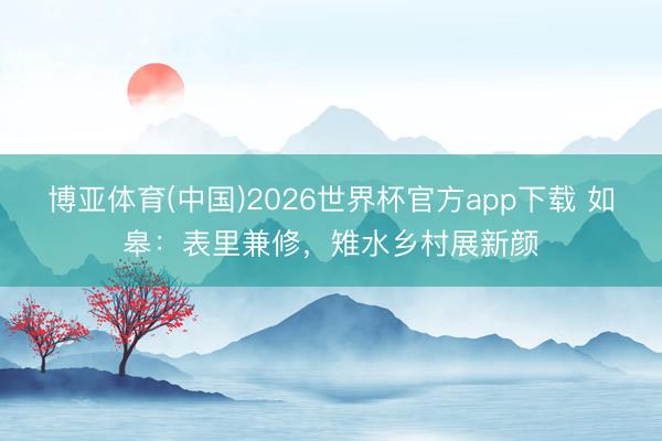 博亚体育(中国)2026世界杯官方app下载 如皋：表里兼修，雉水乡村展新颜