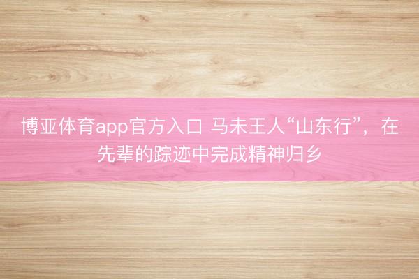 博亚体育app官方入口 马未王人“山东行”，在先辈的踪迹中完成精神归乡