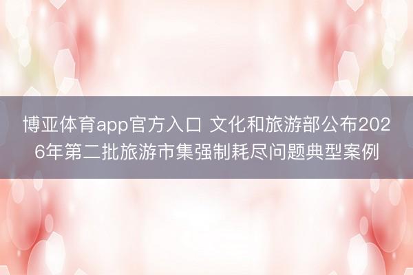 博亚体育app官方入口 文化和旅游部公布2026年第二批旅游市集强制耗尽问题典型案例