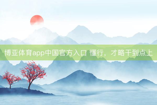 博亚体育app中国官方入口 懂行，才略干到点上