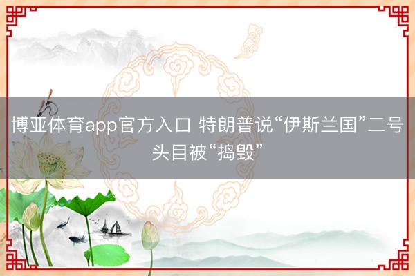 博亚体育app官方入口 特朗普说“伊斯兰国”二号头目被“捣毁”