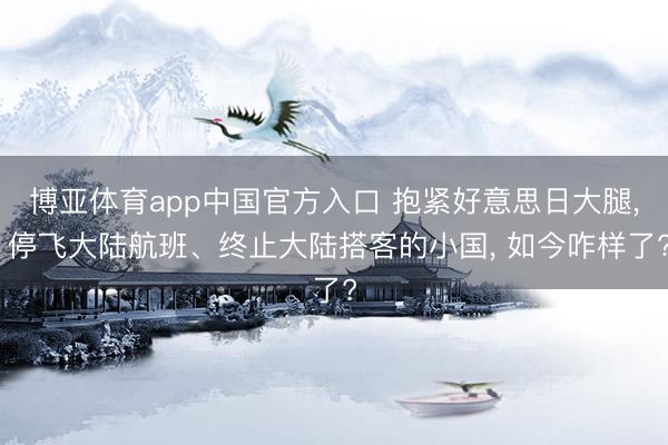 博亚体育app中国官方入口 抱紧好意思日大腿， 停飞大陆航班、终止大陆搭客的小国， 如今咋样了?