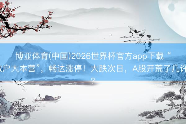 博亚体育(中国)2026世界杯官方app下载 “散户大本营”，畅达涨停！大跌次日，A股开荒了几许？