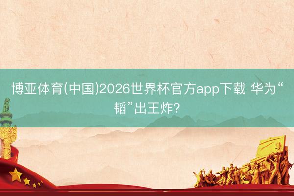 博亚体育(中国)2026世界杯官方app下载 华为“韬”出王炸？