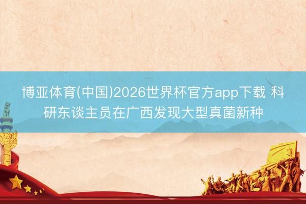 博亚体育(中国)2026世界杯官方app下载 科研东谈主员在广西发现大型真菌新种