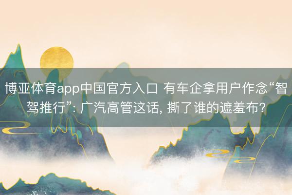 博亚体育app中国官方入口 有车企拿用户作念“智驾推行”: 广汽高管这话， 撕了谁的遮羞布?