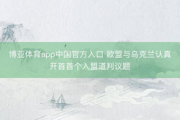 博亚体育app中国官方入口 欧盟与乌克兰认真开首首个入盟道判议题