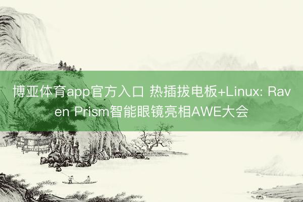 博亚体育app官方入口 热插拔电板+Linux: Raven Prism智能眼镜亮相AWE大会