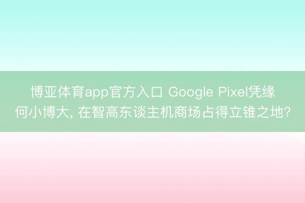 博亚体育app官方入口 Google Pixel凭缘何小博大， 在智高东谈主机商场占得立锥之地?